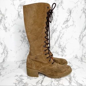 J CREW Tall Military Combat Style Lace Up Boot Tan Size 7